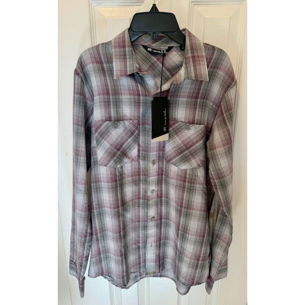 Travis Mathew Button Up Shirt Catch My Drift Men's Small NWT Heather Sleet
